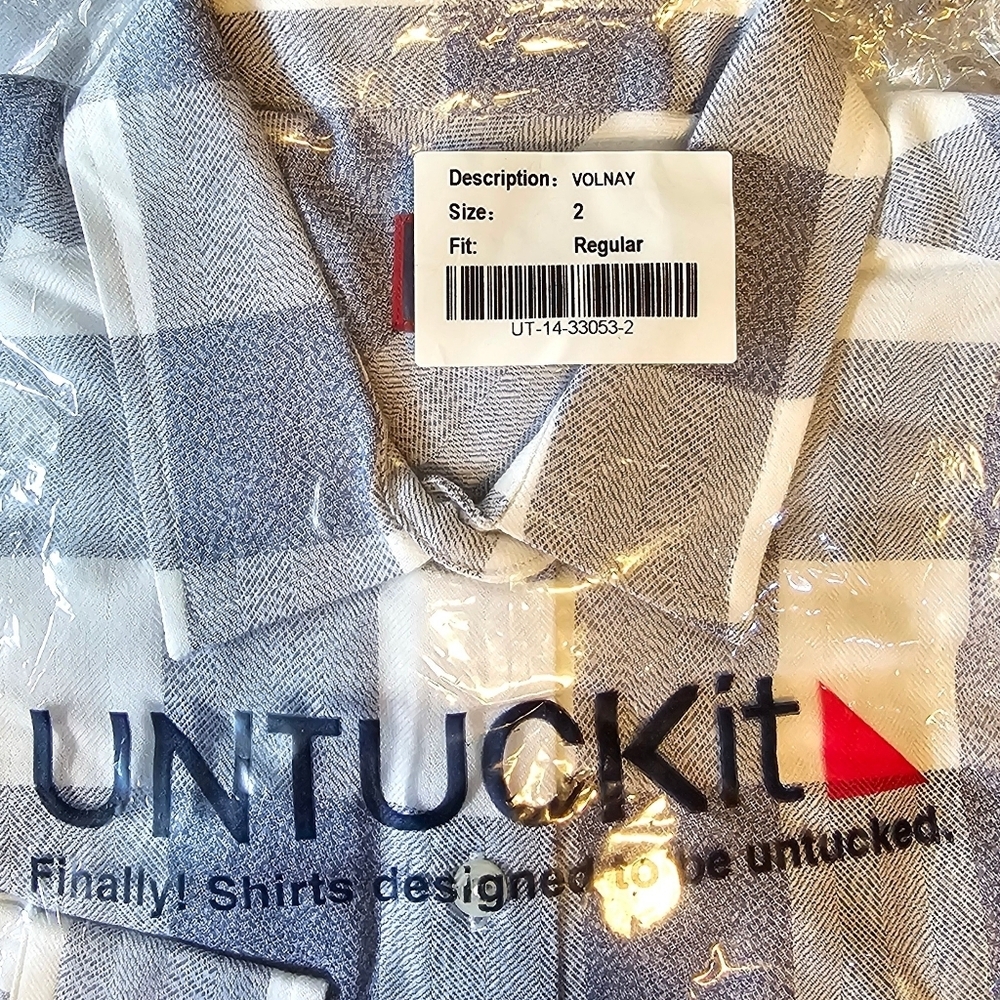 UNTUCKit Volnay Blue White Buffalo Check Button Up Shirt - Picture 9 of 12